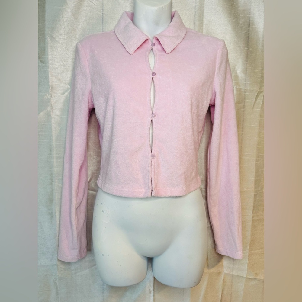 Terry Long-Sleeve Cut Out Top - Picture 1 of 7
